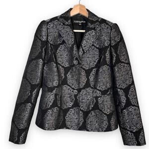 Albert Nipon Vintage Metallic Print Three Button Blazer Women's Size 4